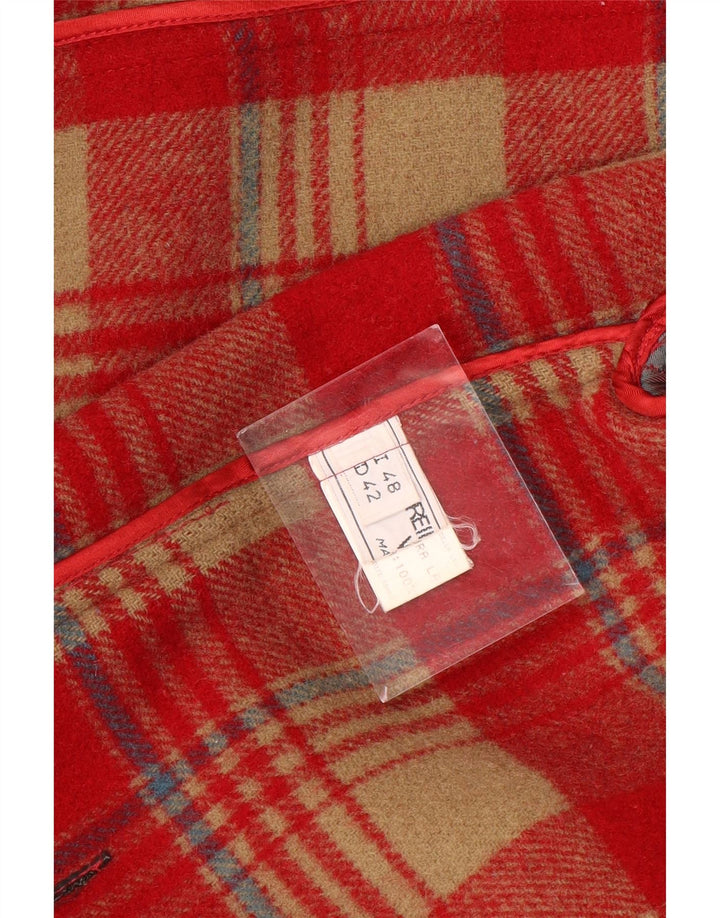 VINTAGE Duffle Coat Femme IT 48 XL Laine Rouge