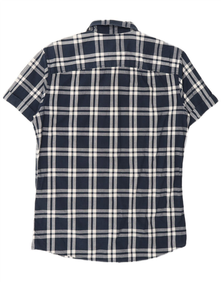 Jack & Jones Chemise à Manches Courtes Homme Bleu Marine Moyen à Carreaux Coton