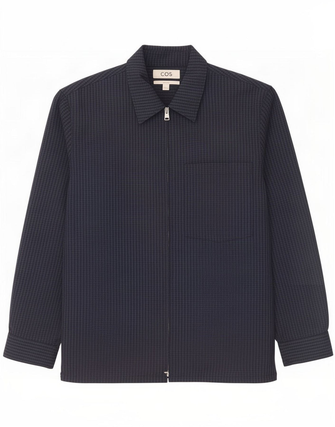 Cos Veste bomber décontractée pour homme UK 38 en laine vichy bleu marine moyen
