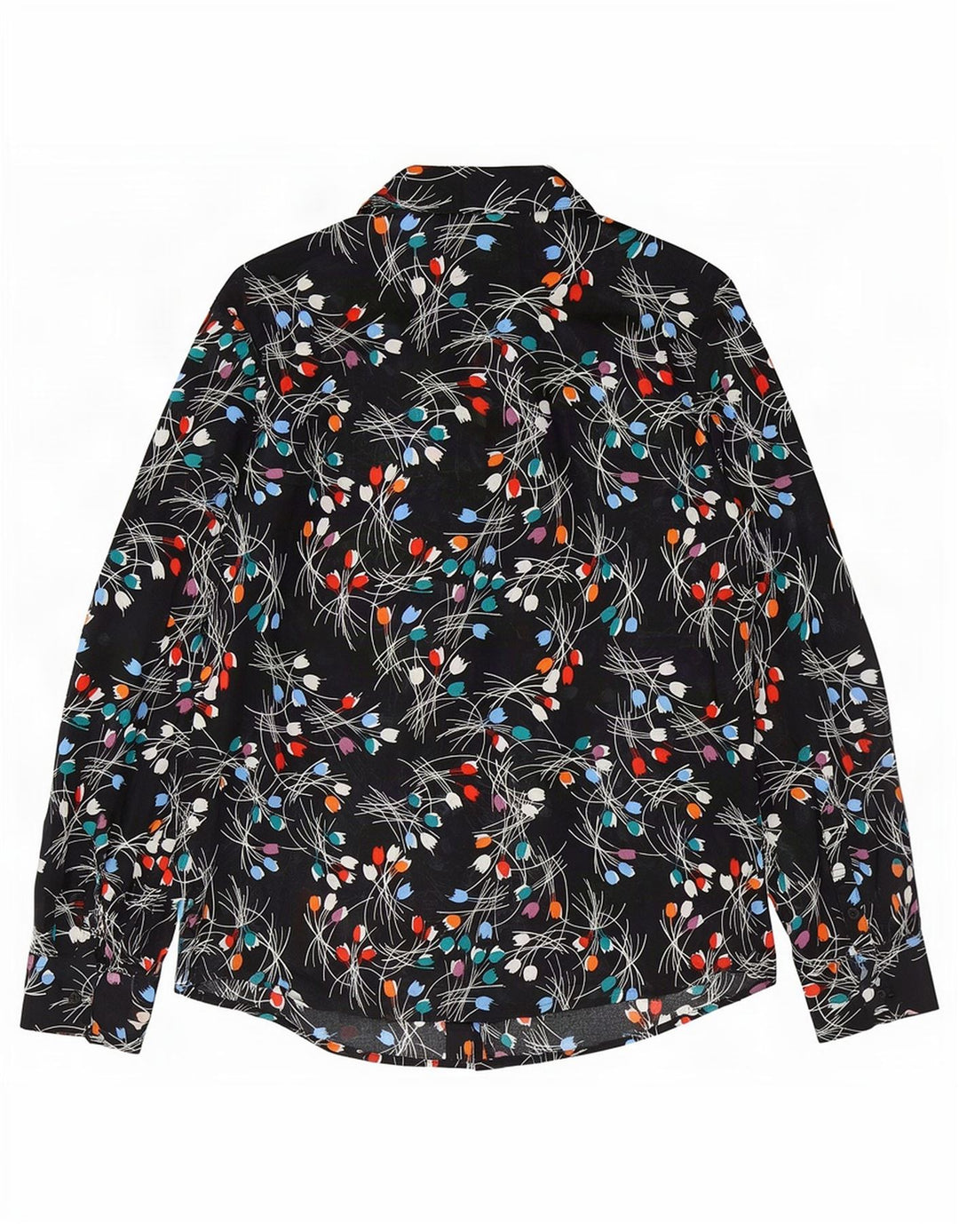 Benetton Chemise Femme UK 44 Coton Floral Noir Moyen