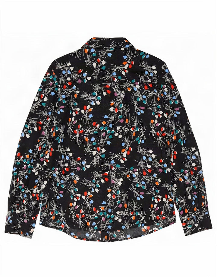 Benetton Chemise Femme UK 44 Coton Floral Noir Moyen