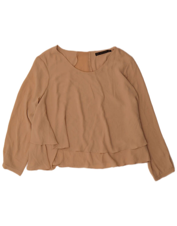Zara Femme Chemisier UK 18 XL Beige Polyester