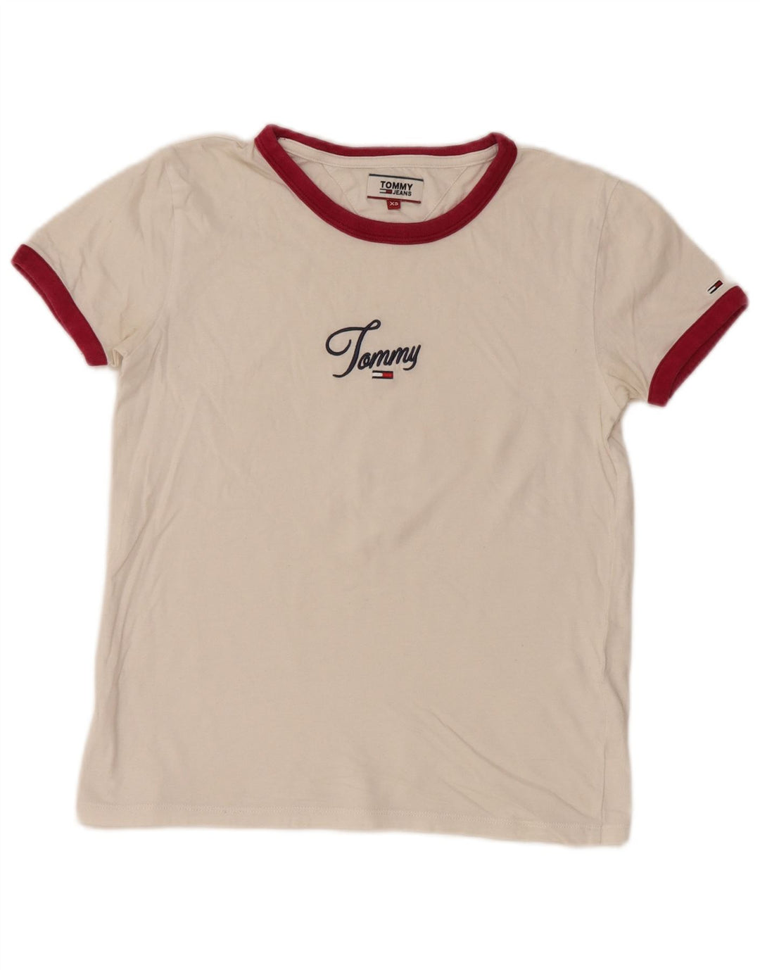 TOMMY HILFIGER T-shirt graphique pour femme UK 6 XS Blanc