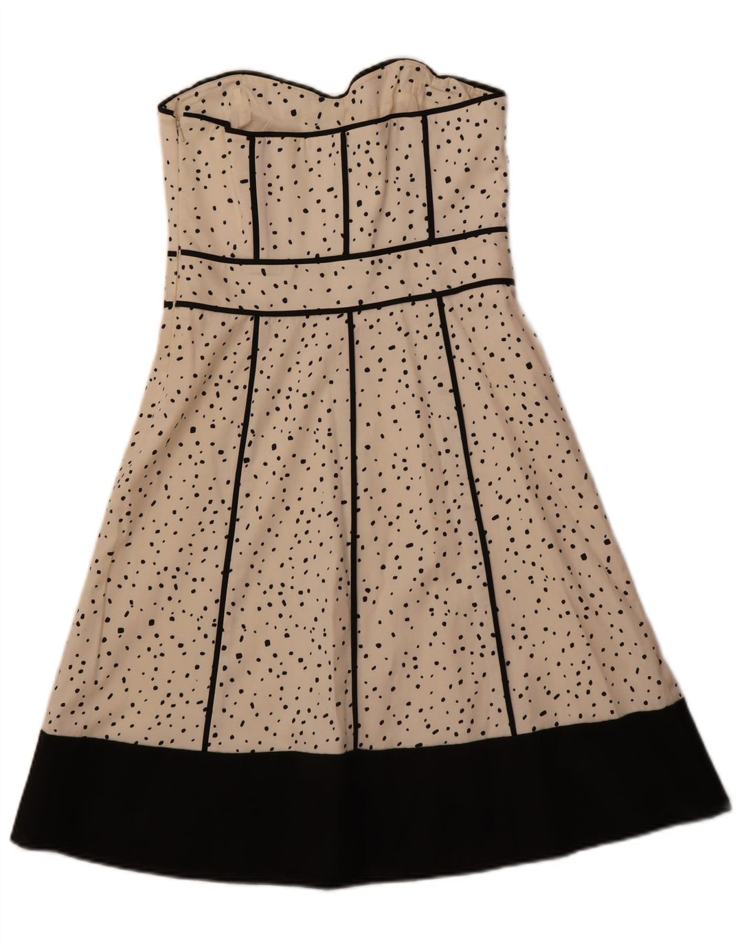 COAST Robe sans bretelles pour femme UK 12 Coton à pois blanc moyen