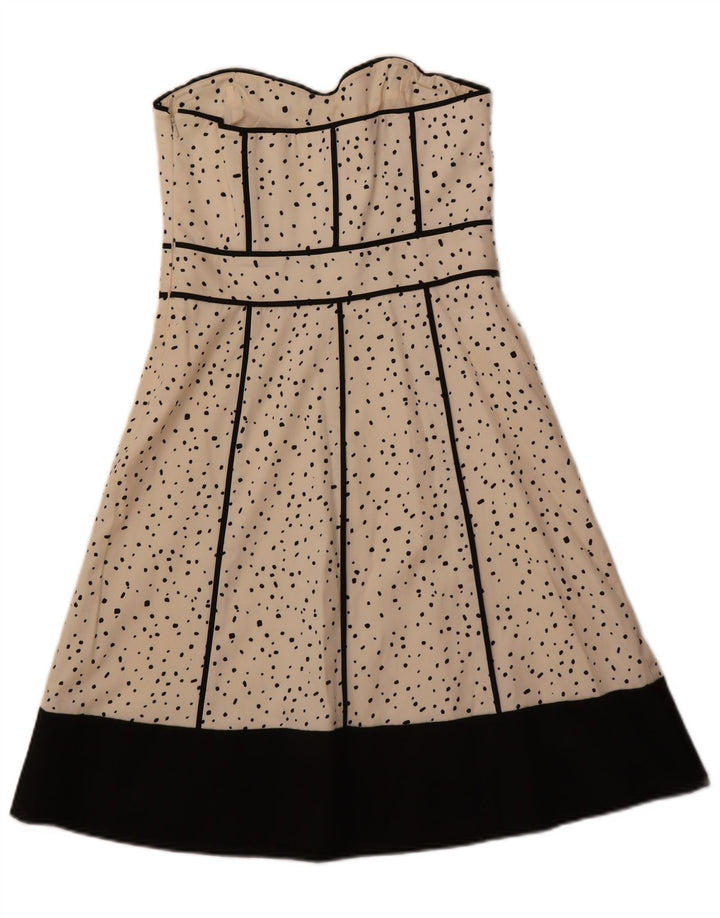 COAST Robe sans bretelles pour femme UK 12 Coton à pois blanc moyen