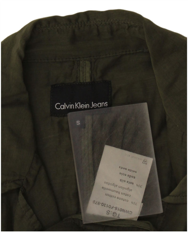 Calvin Klein Jeans Veste blazer à 2 boutons pour femme UK 10 Petit coton vert