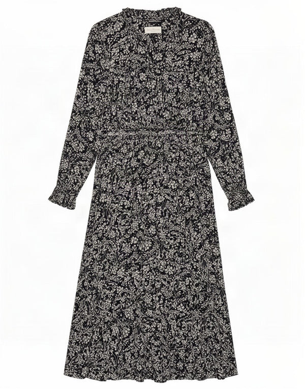 Marks & Spencer Robe longue à manches longues pour femme UK 10 Petit Bleu Marine Floral