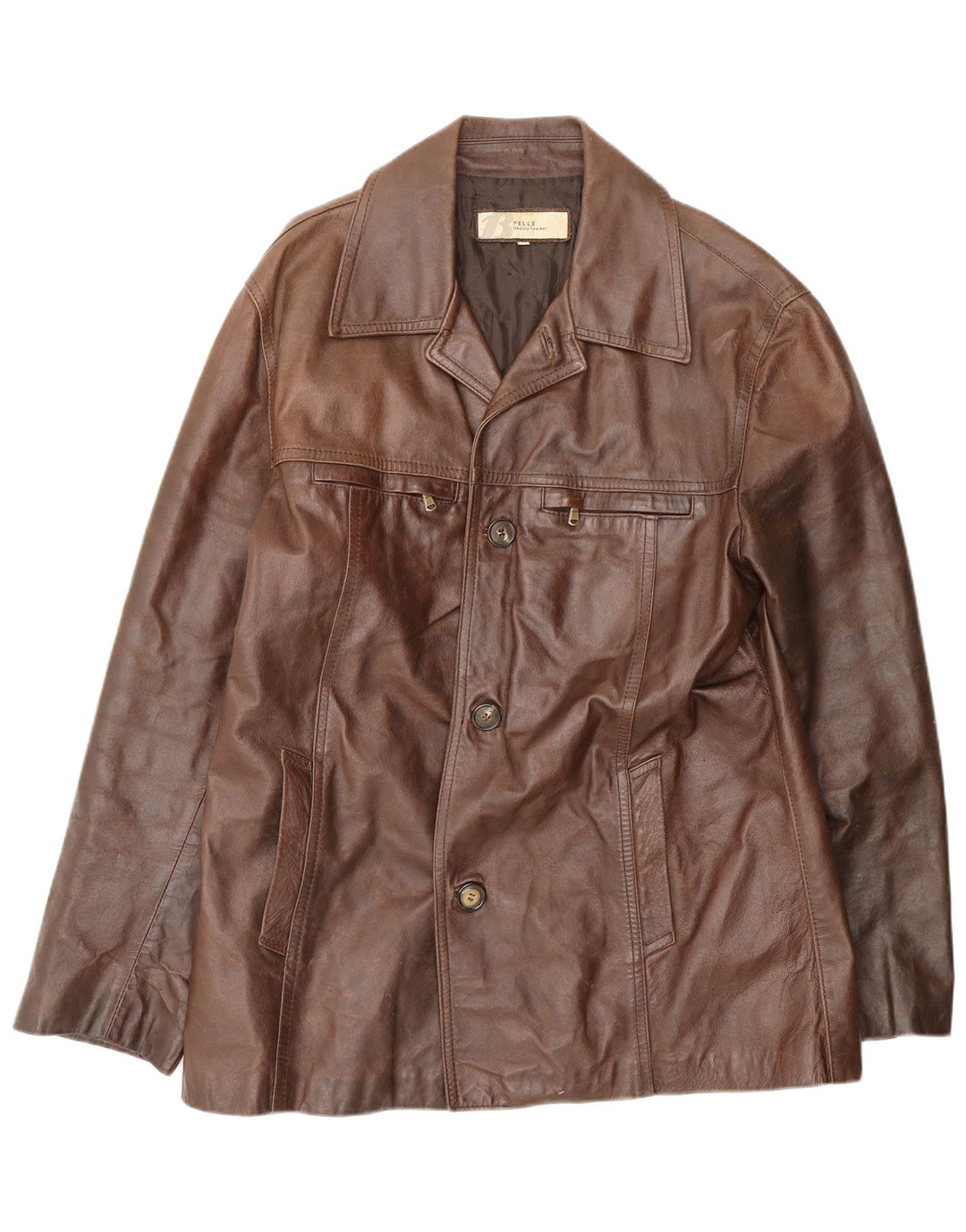 veste en cuir homme vintage UK 42 XL Cuir Marron