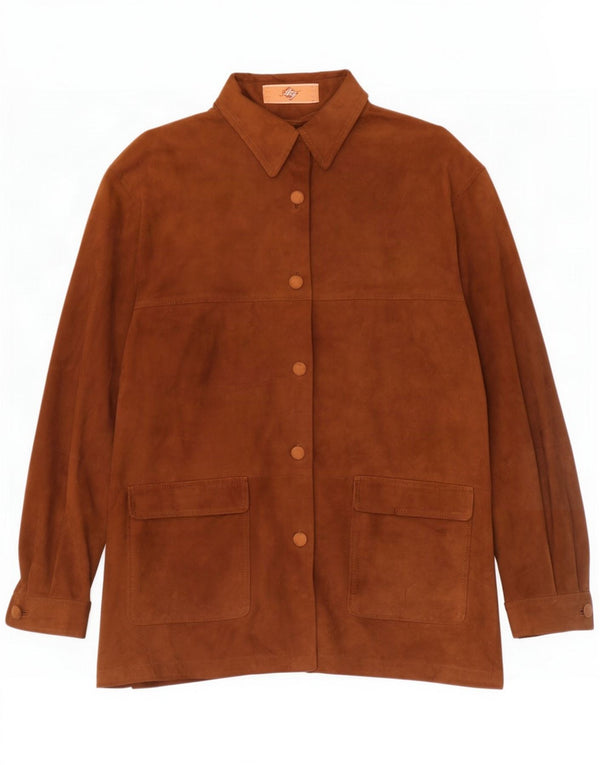 veste en daim surdimensionnée vintage pour femme IT 44 Cuir brun moyen