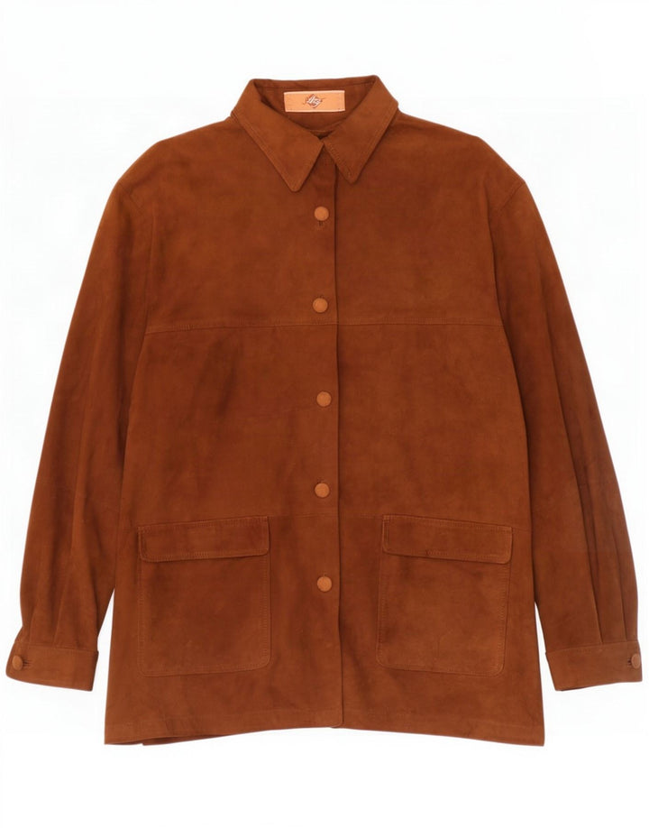 veste en daim surdimensionnée vintage pour femme IT 44 Cuir brun moyen