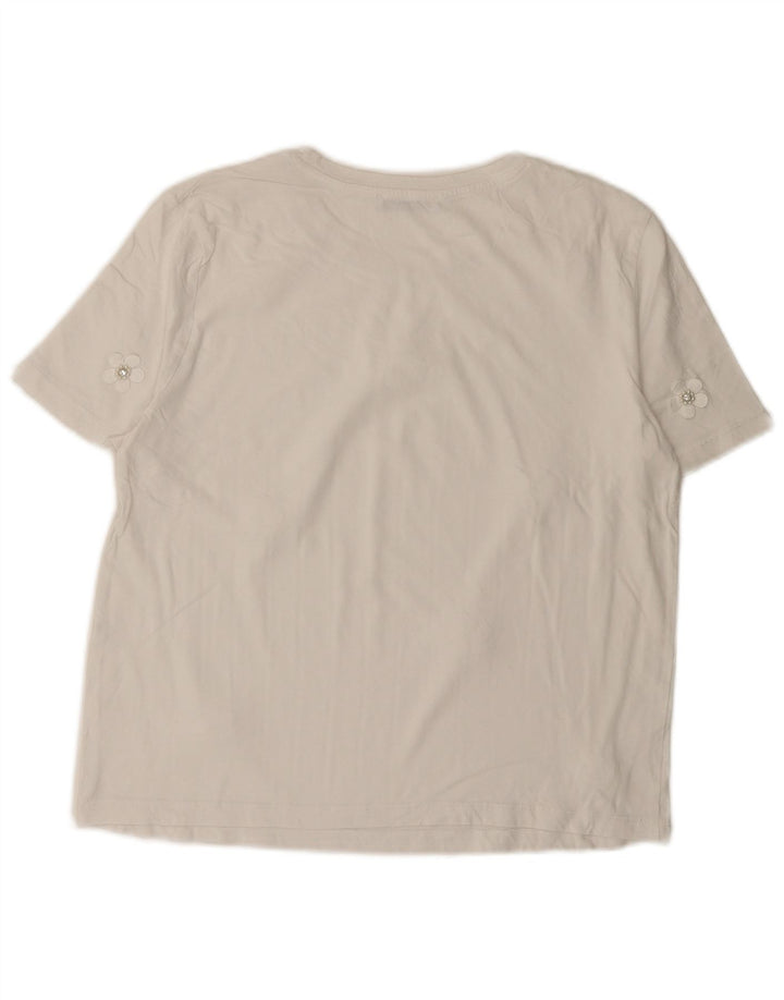 Zara Womens T-Shirt Top UK 14 Moyen Blanc Floral
