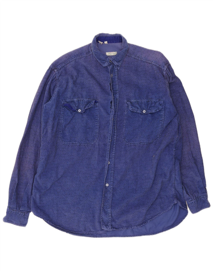 Benetton Chemise En Velours Côtelé XL Bleu