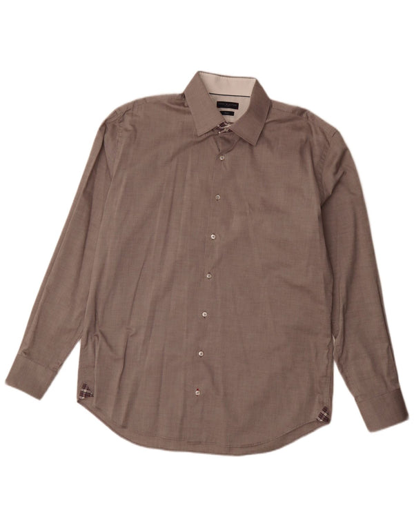 Tommy Hilfiger Chemise coupe ajustée pour homme Taille 44 17 1/2 XL Coton marron