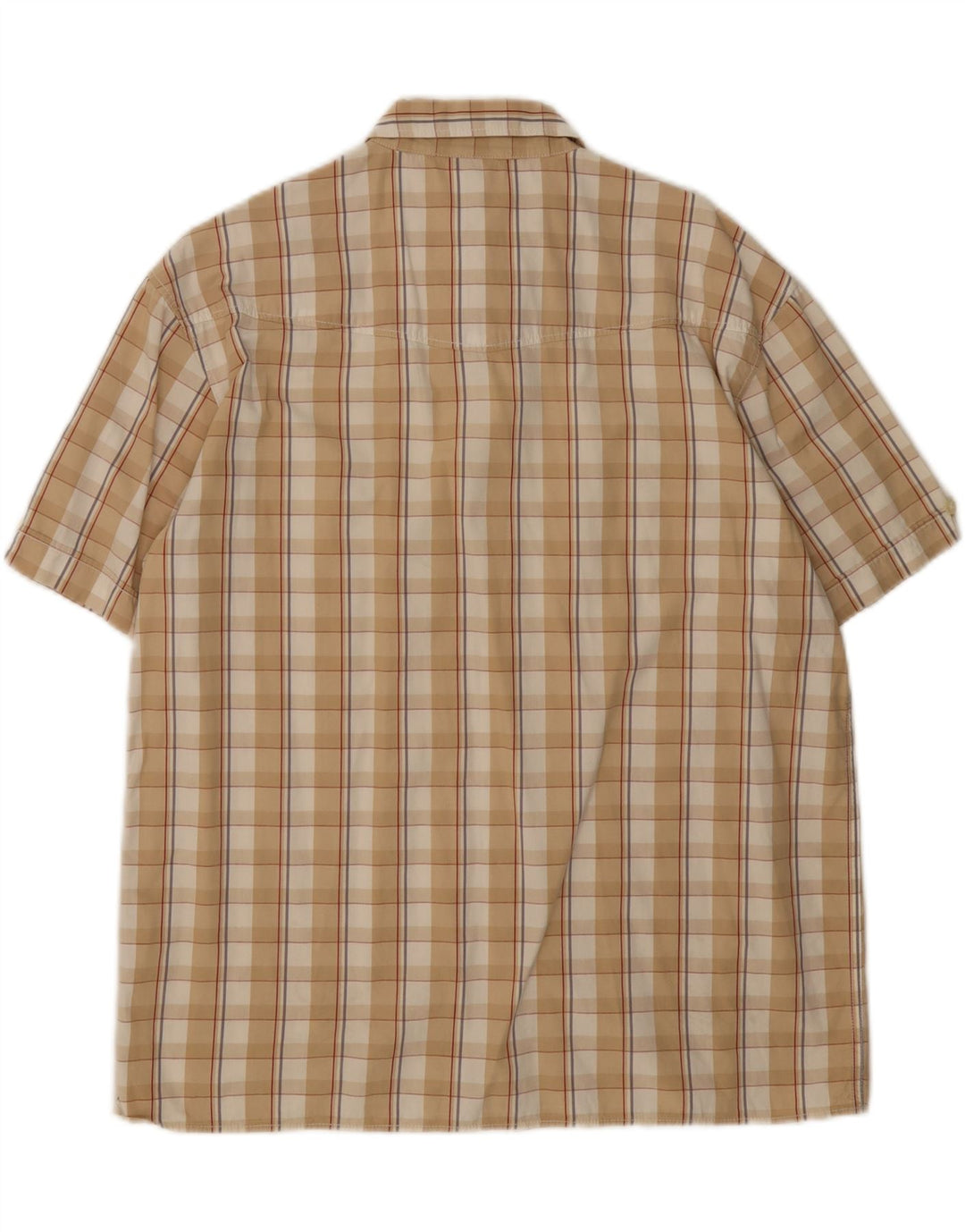 LEVI'S Mens Short Sleeve Shirt Large Beige Check Cotton Vintage Levi's and Second-Hand Levi's from Messina Hembry 