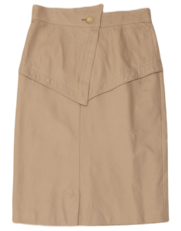 jupe en cuir femme vintage W28 Beige moyen