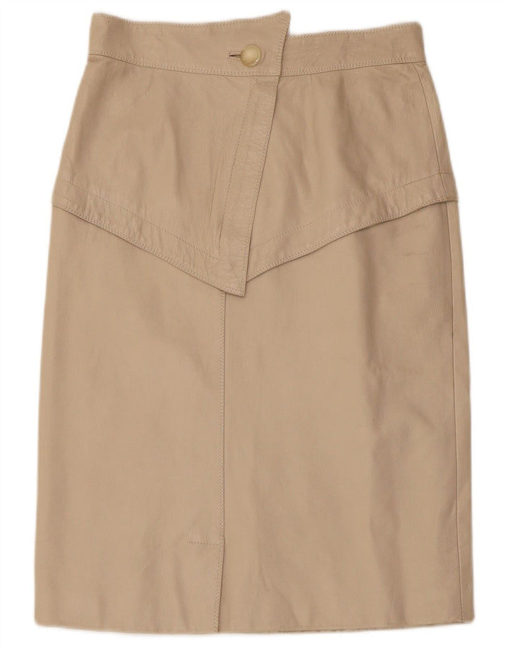 jupe en cuir femme vintage W28 Beige moyen