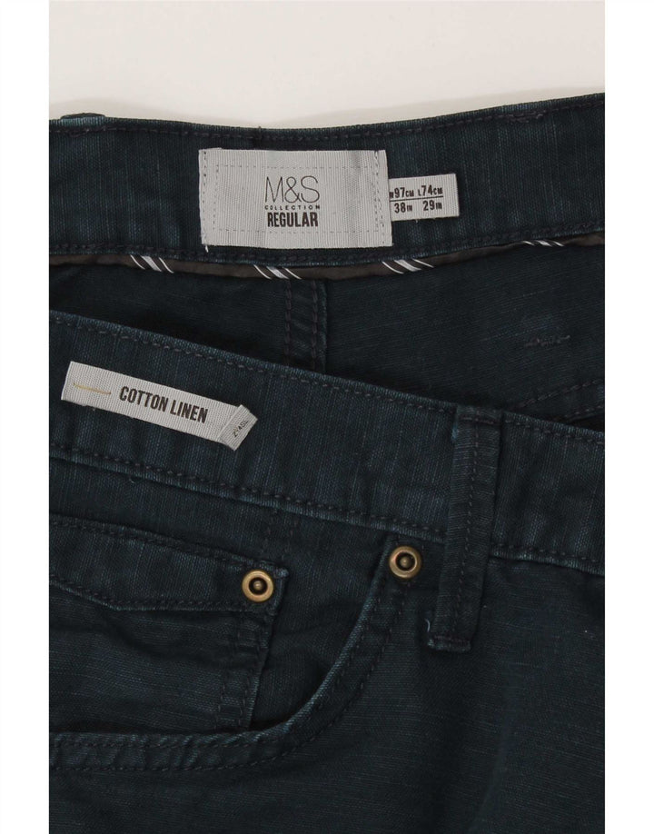 Marks & Spencer Pantalon décontracté régulier pour homme W38 L29 Bleu marine Coton