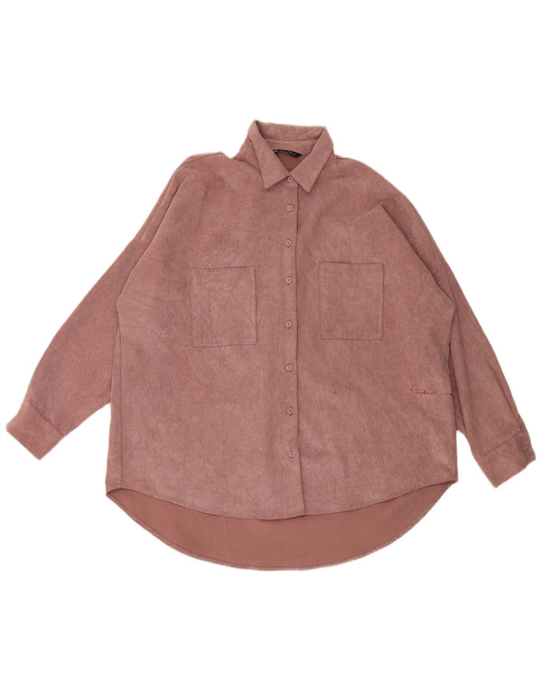 Zara Mens Corduroy Loose Fit Shirt Medium Pink Polyester