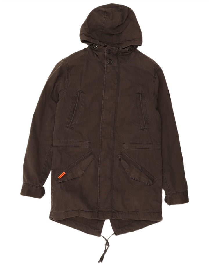 Superdry Parka à capuche militaire pour homme UK 40 Large Gris Coton