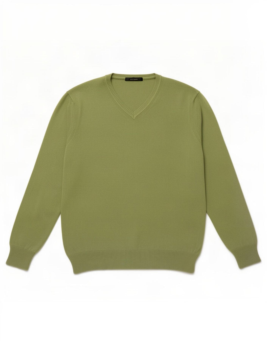 Zara Pull col V pour homme en coton vert Large
