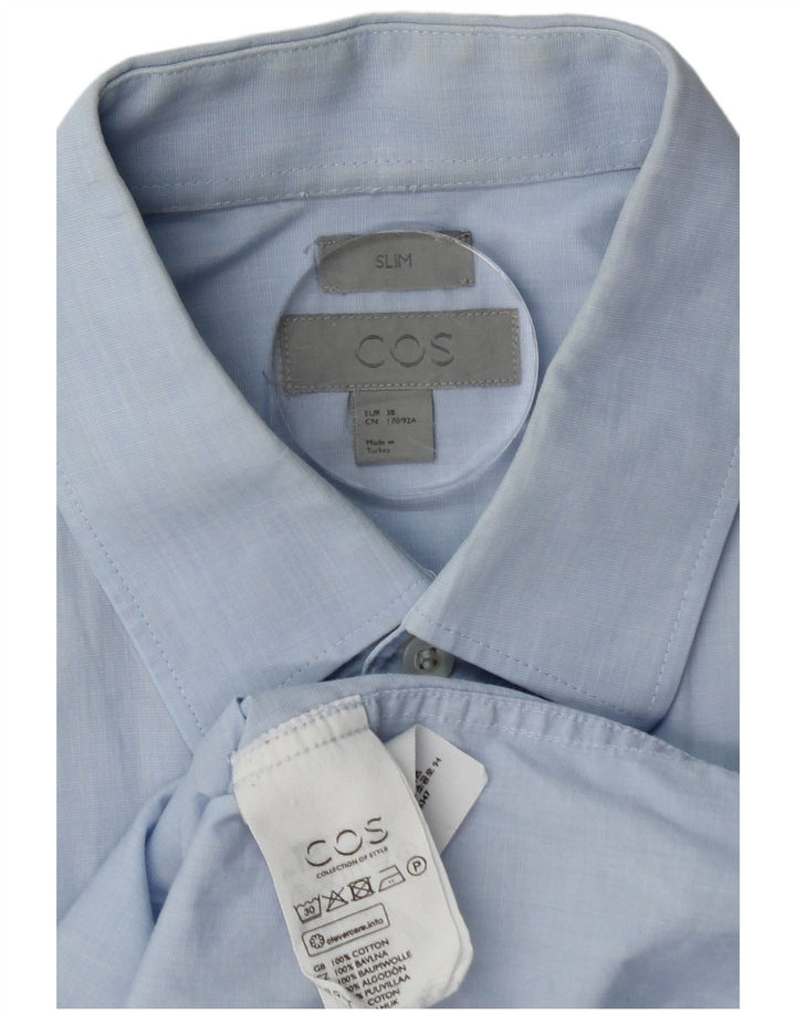 COS Chemise Slim Homme Taille 38 Petit Bleu Coton