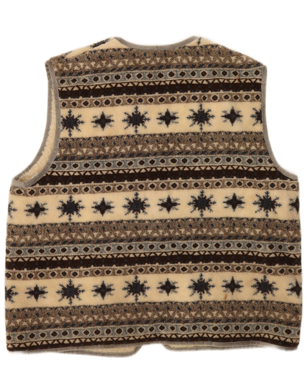 vintage Womens Fleece Gilet UK 18 XL Multicolore Fair Isle Virgin Wool