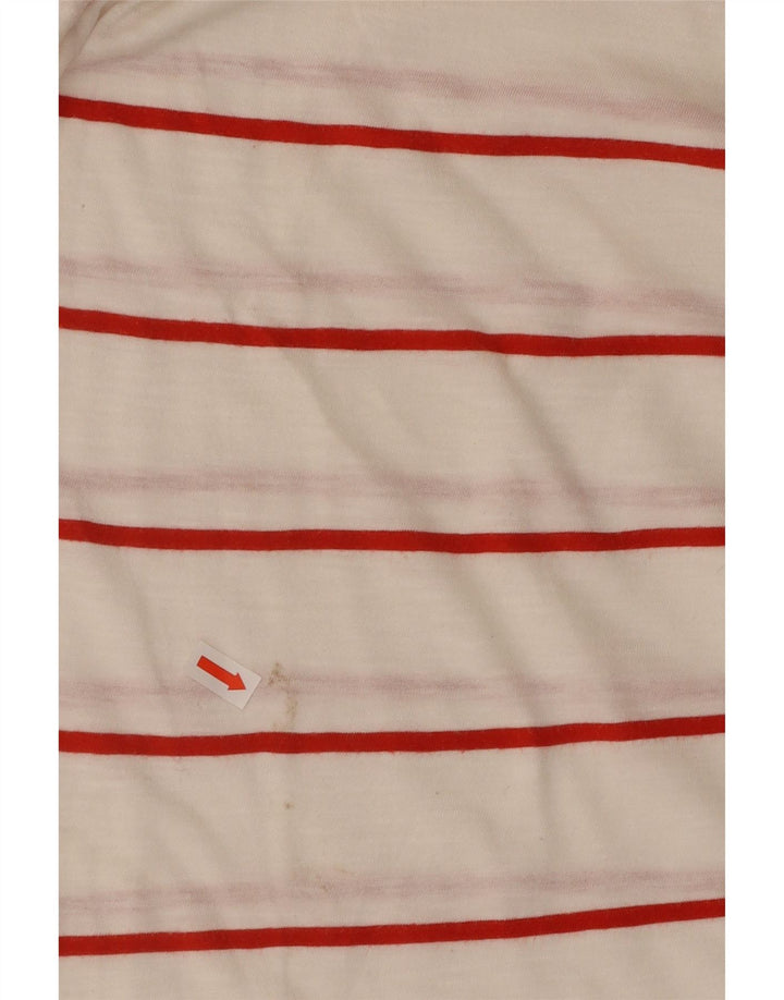 CARRERA Homme T-Shirt Top Large Blanc Rayé Coton