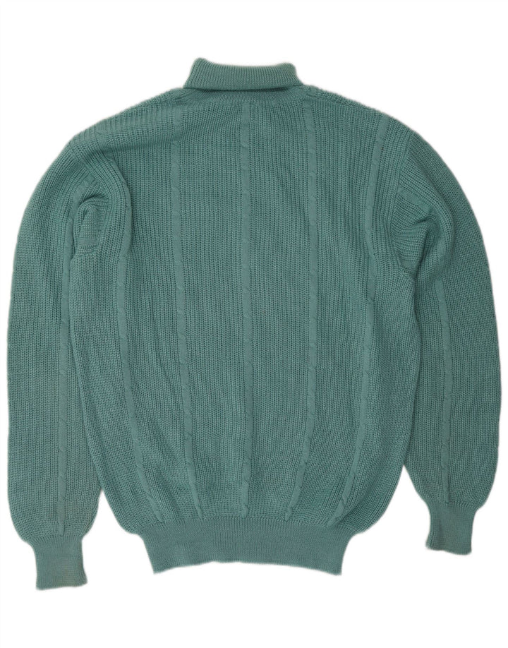 vintage Mens Roll Neck Jumper Pull Grand Vert
