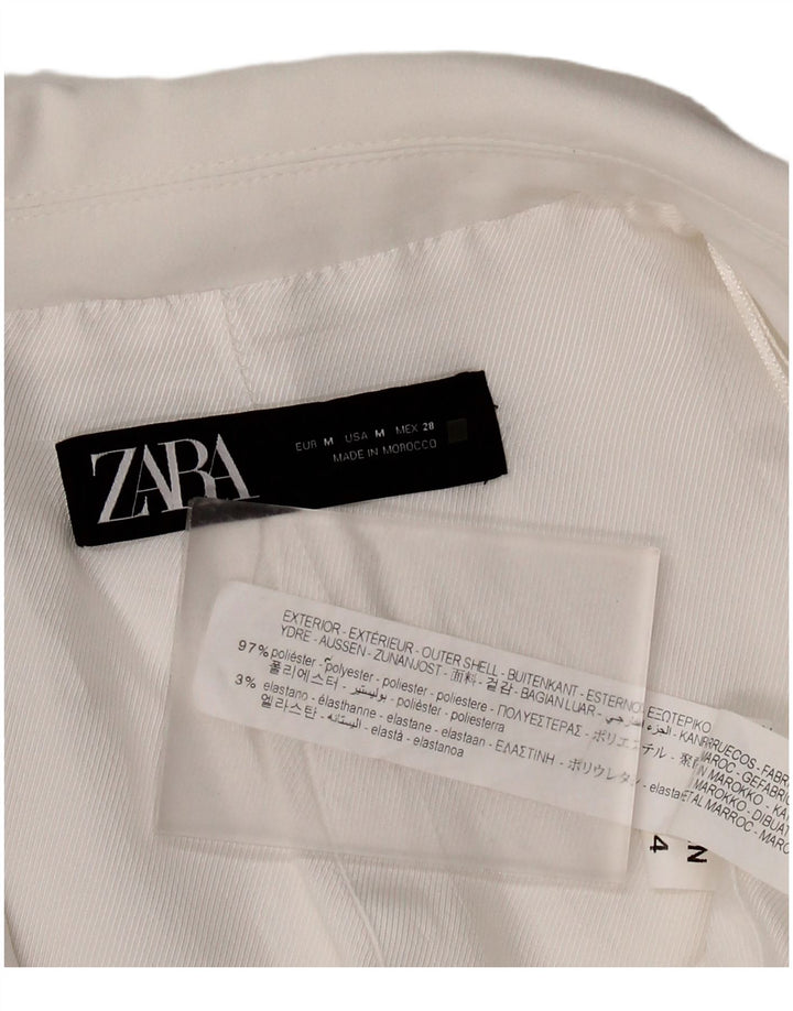 ZARA Veste blazer ouverte à manches 3/4 pour femme UK 14 Polyester blanc moyen