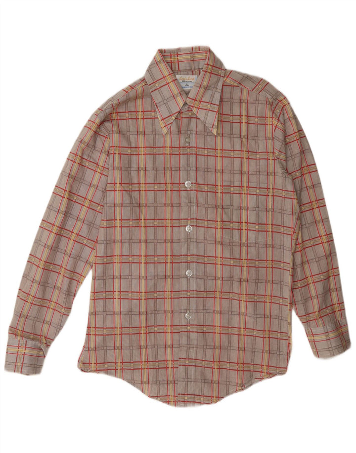 vintage Chemise Homme Taille 14 1/2 Petit Coton à Carreaux Brun