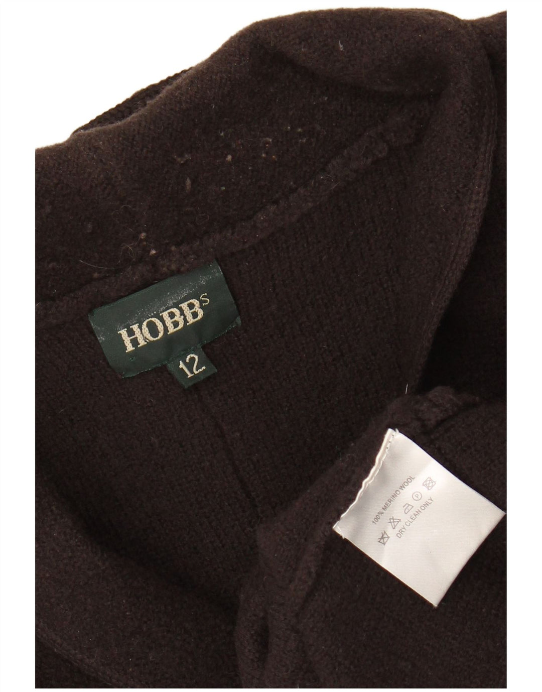 Hobbs Cardigan court pour femme en laine mérinos marron moyen UK 12