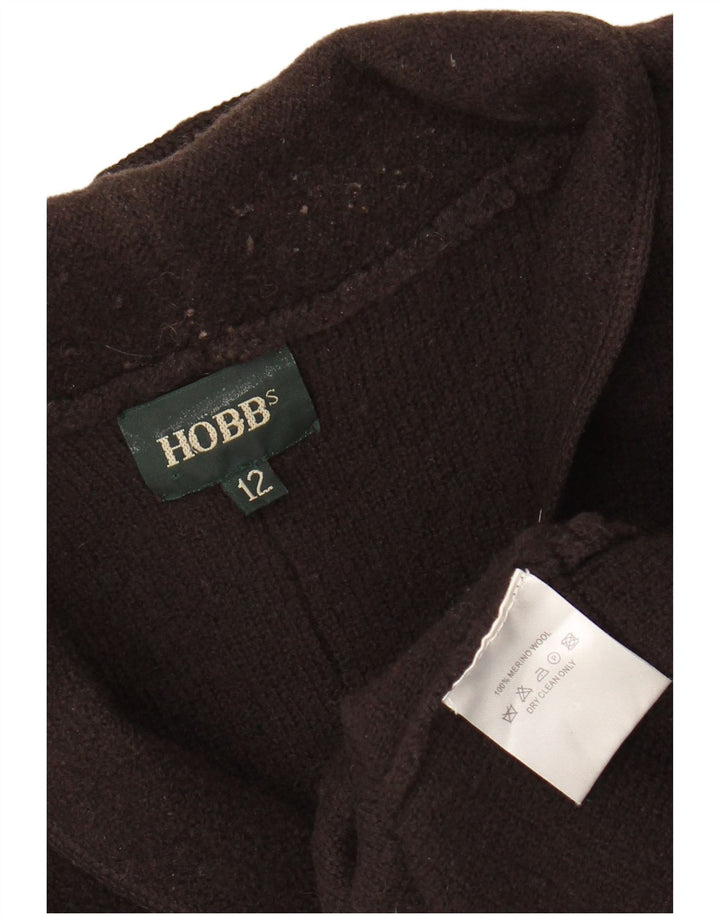 Hobbs Cardigan court pour femme en laine mérinos marron moyen UK 12