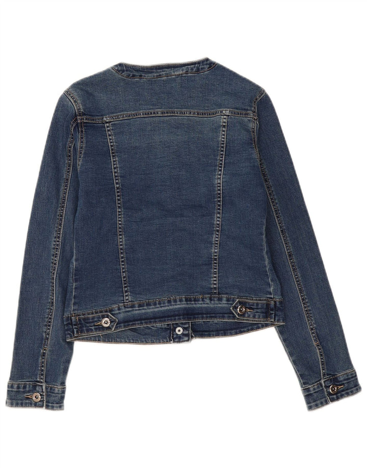 veste en denim crop femme vintage UK 12 coton bleu marine moyen