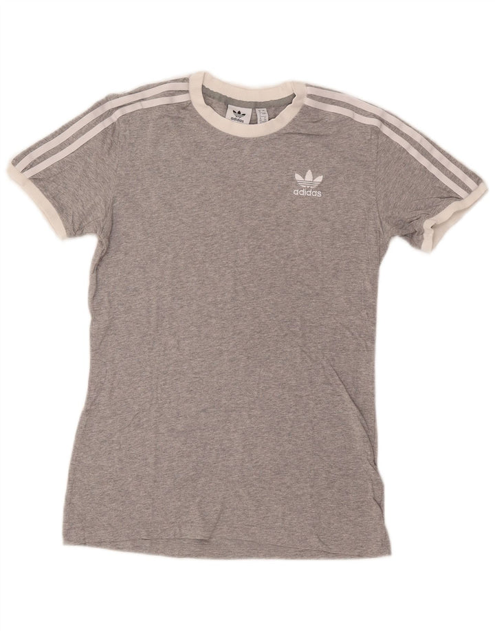 ADIDAS T-Shirt Femme UK 8 Petit Gris Moucheté Coton