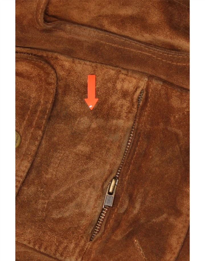 VINTAGE Veste en daim homme UK 40 Grand cuir marron