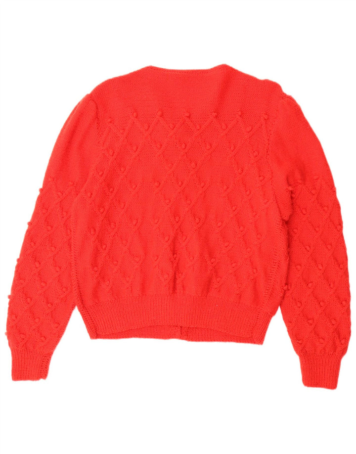 vintage Femme Cardigan Oversize Pull UK 16 Grand Rouge