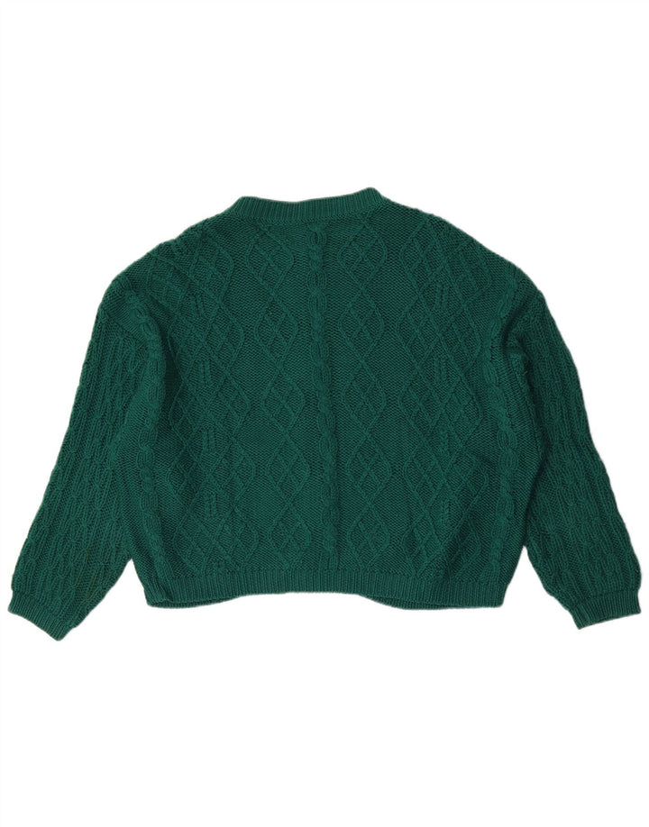 Benetton Cardigan Femme Pull UK 16 Large Vert Laine
