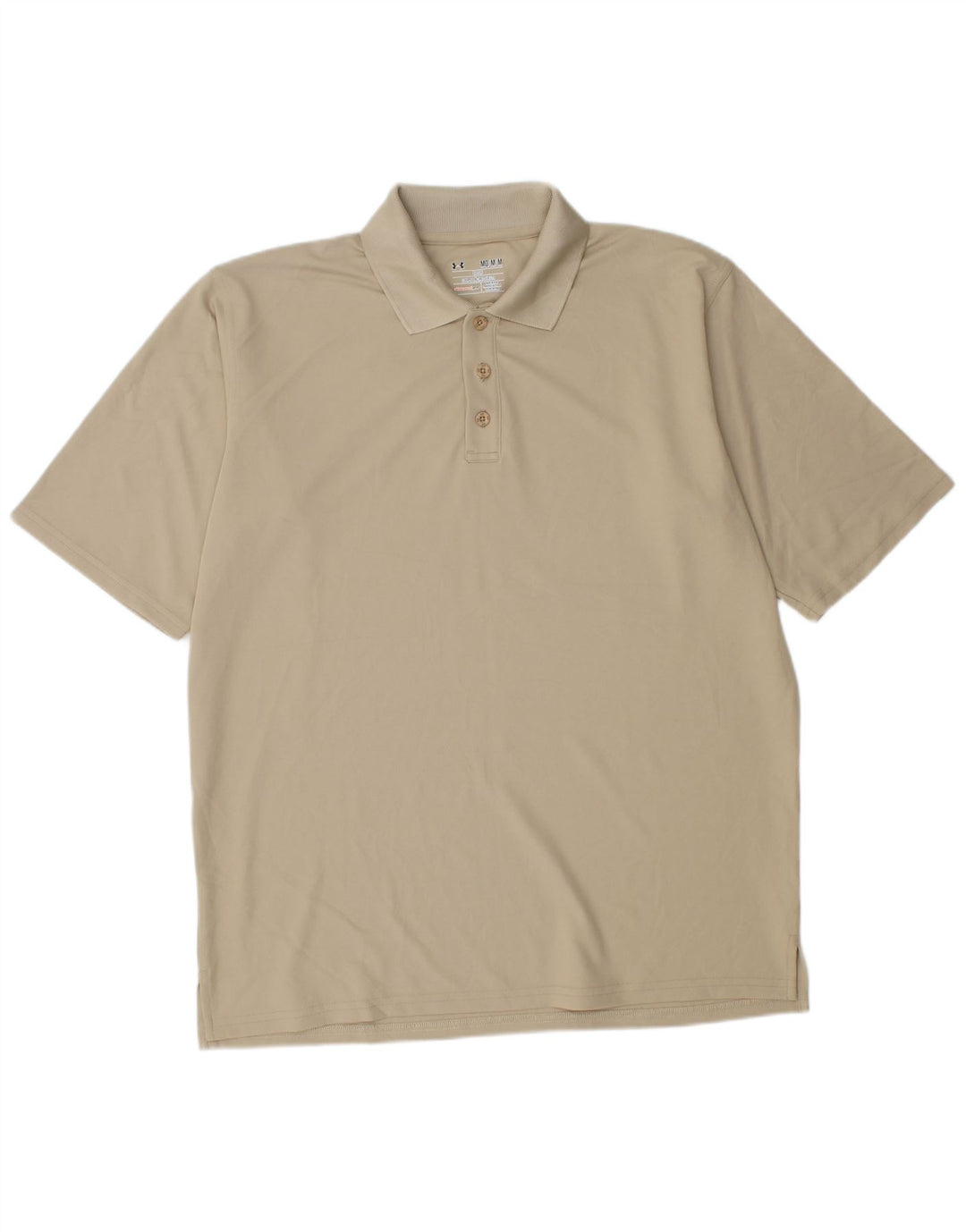 UNDER ARMOUR Mens Polo Shirt Medium Beige Polyester