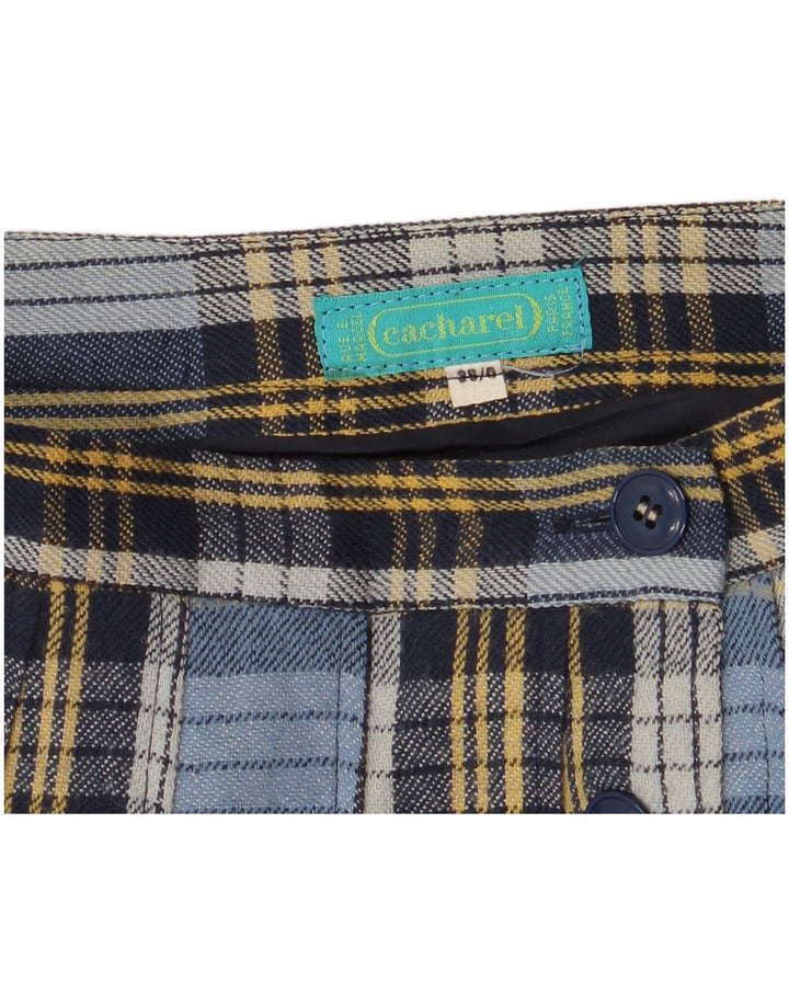 Cacharel Femme Jupe Plissée W24 XS Bleu Plaid Polyester
