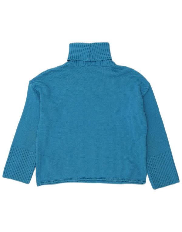 Topshop Pull court surdimensionné à col roulé pour femme UK 4 XS Bleu Acrylique