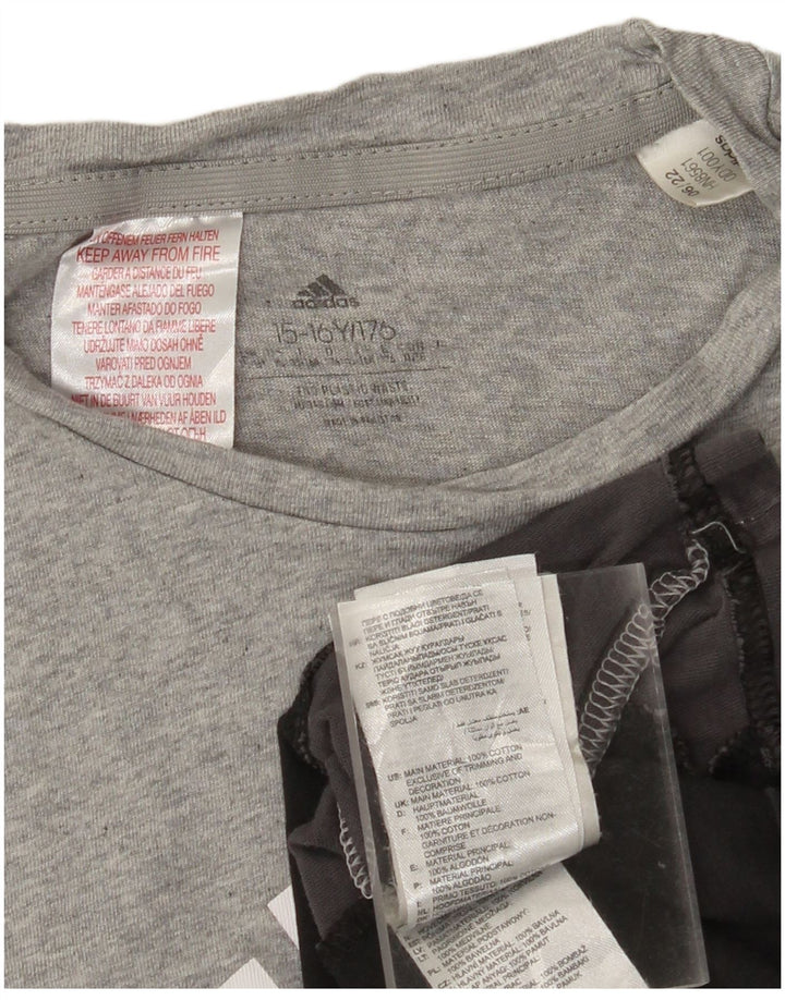 ADIDAS Haut T-Shirt Graphique Garçon 15-16 ans Gris Colorblock Coton