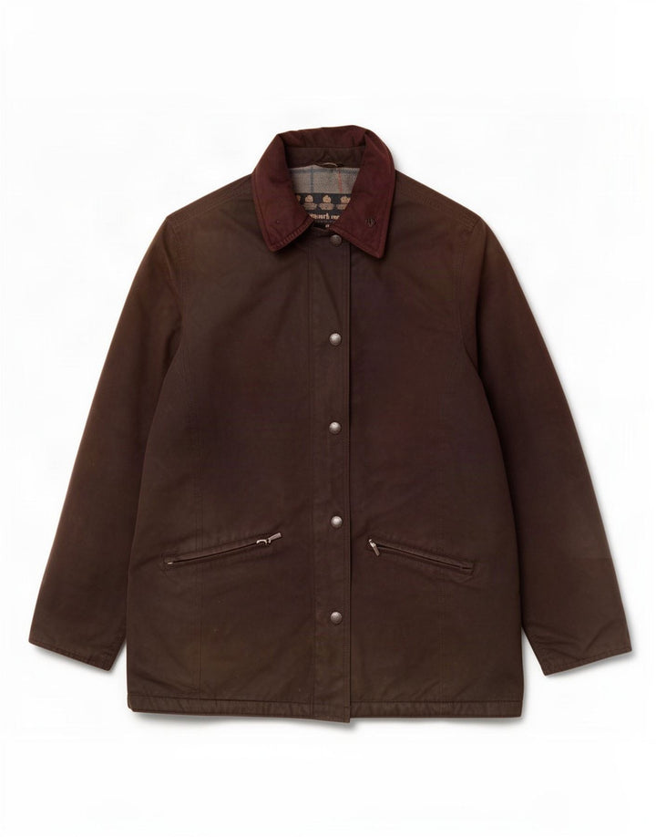 Barbour Veste en coton ciré pour femme UK 14 Large Marron Polyester