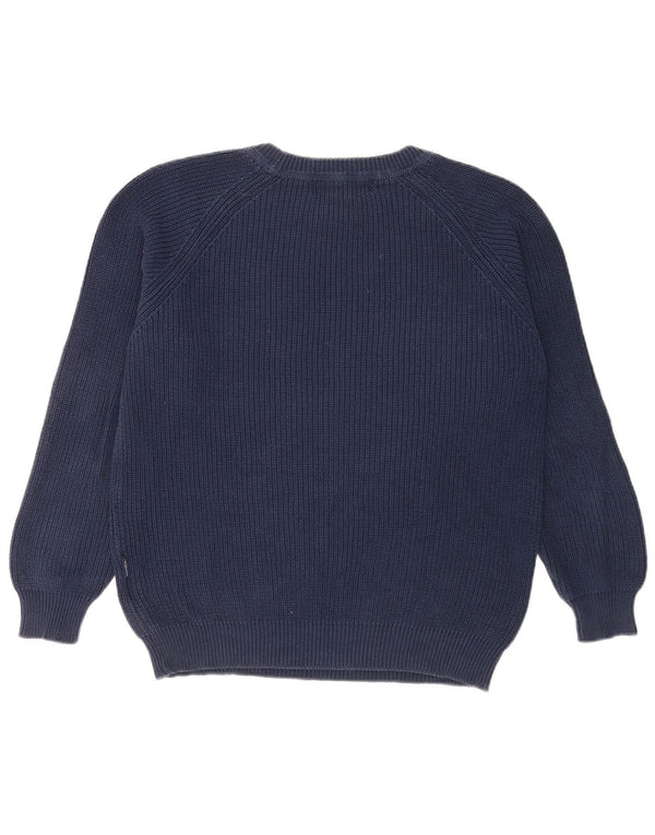 vintage Mens Boat Neck Jumper Pull 2XL Bleu Marine Coton