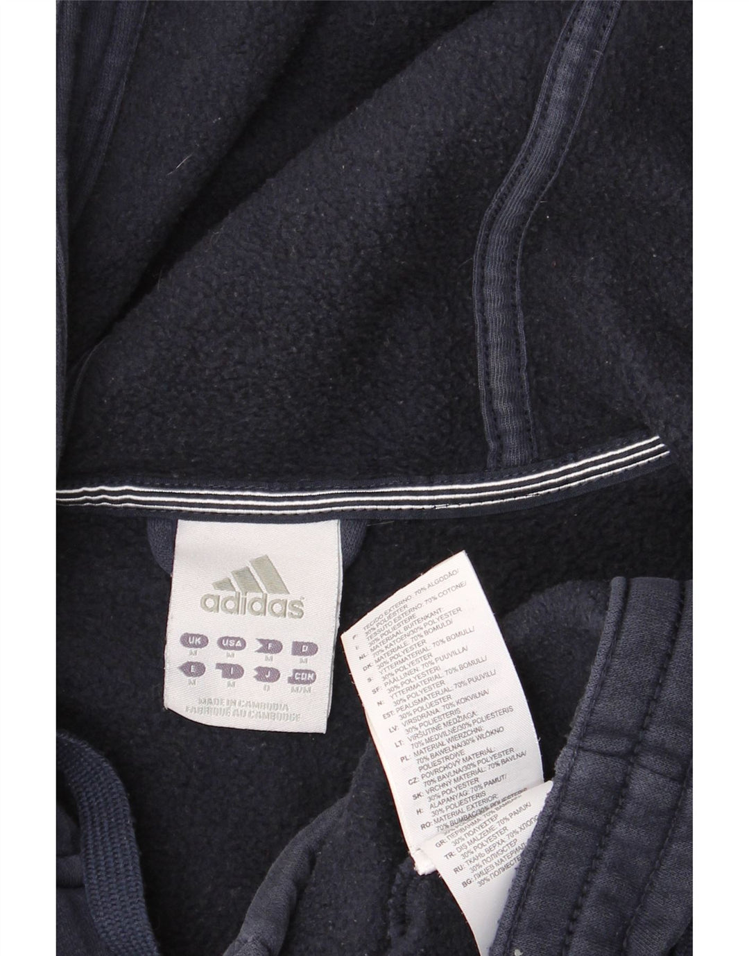 ADIDAS Pull à capuche zippé graphique pour homme en coton bleu marine moyen