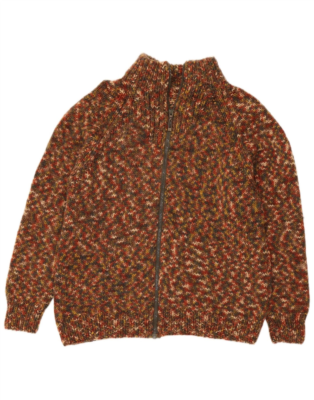 vintage Mens Cardigan Sweater Moyen Multicolore Moucheté