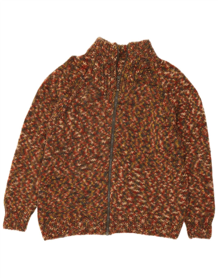 vintage Mens Cardigan Sweater Moyen Multicolore Moucheté