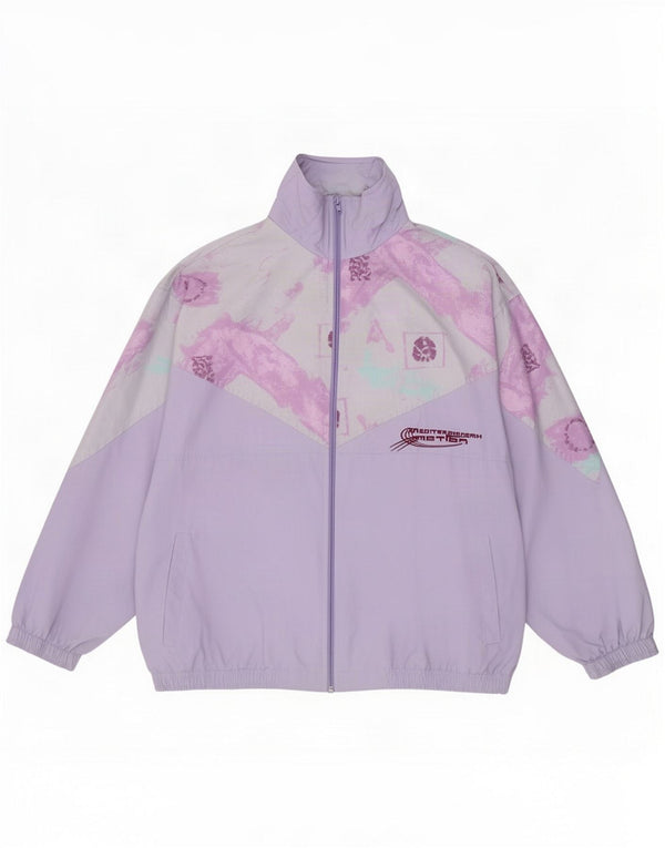 vintage Femmes Surdimensionné Survêtement Top Veste IT 48 XL Purple Colourblock