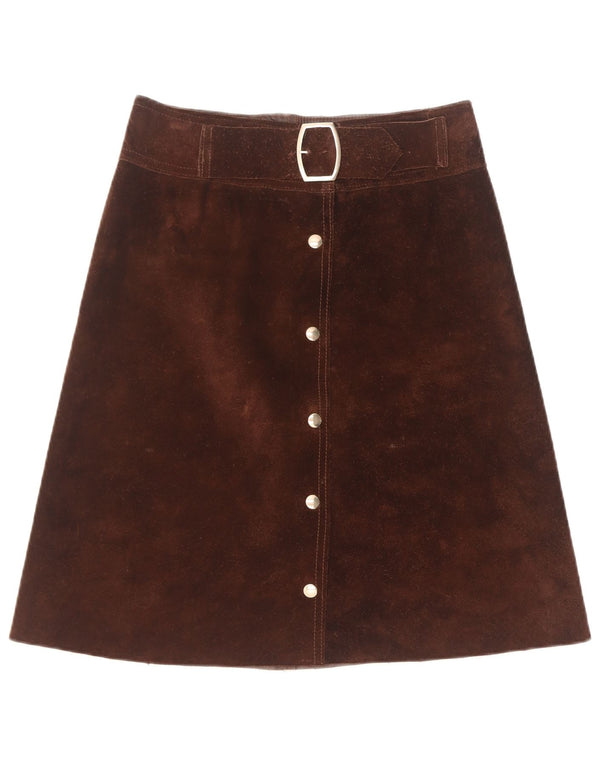 Vintage Womens Suede Skirt W28 Medium Brown