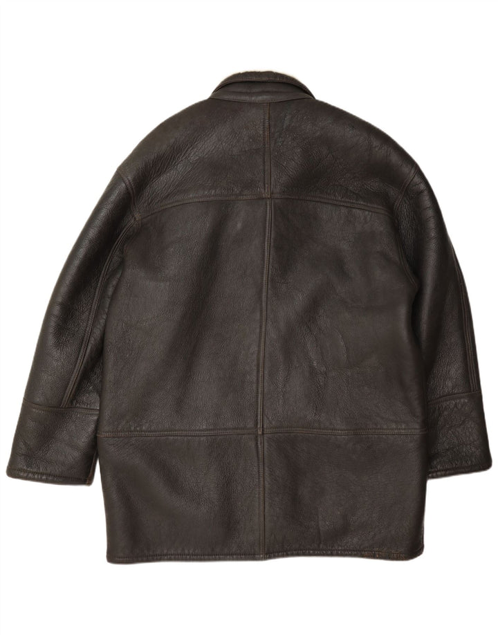veste en peau de mouton vintage pour homme Taille 52 XL Marron