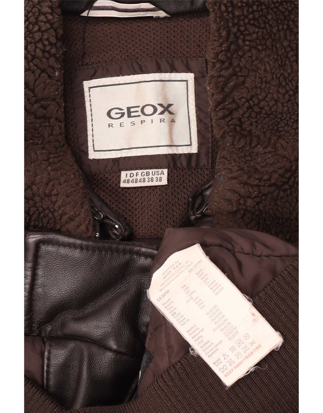 Geox Veste en cuir bomber pour homme UK 38 Marron moyen